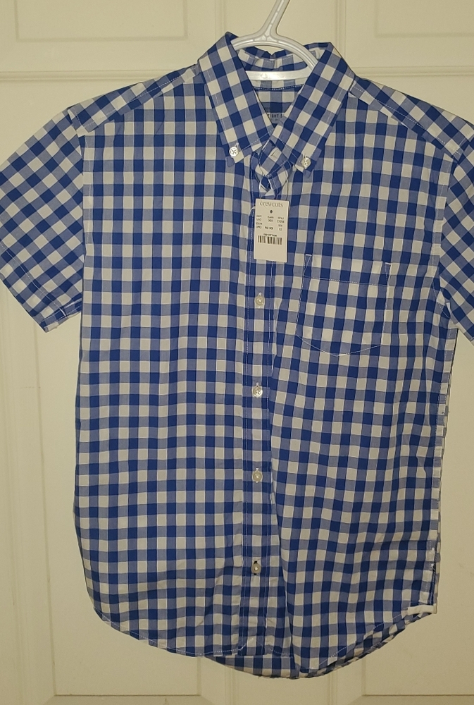 Blue and white plaid shirt
